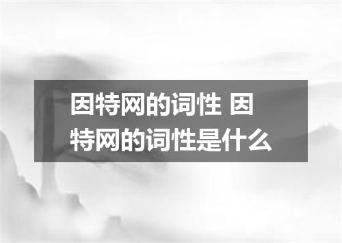因特网的词性 因特网的词性是什么