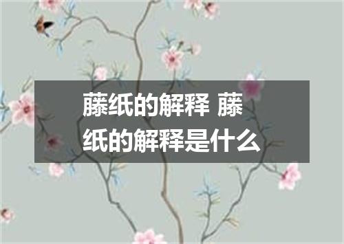 藤纸的解释 藤纸的解释是什么