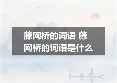 藤网桥的词语 藤网桥的词语是什么