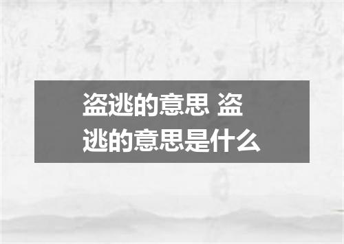 盗逃的意思 盗逃的意思是什么