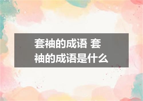 套袖的成语 套袖的成语是什么