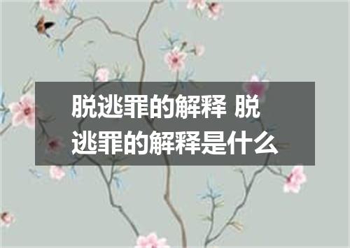 脱逃罪的解释 脱逃罪的解释是什么