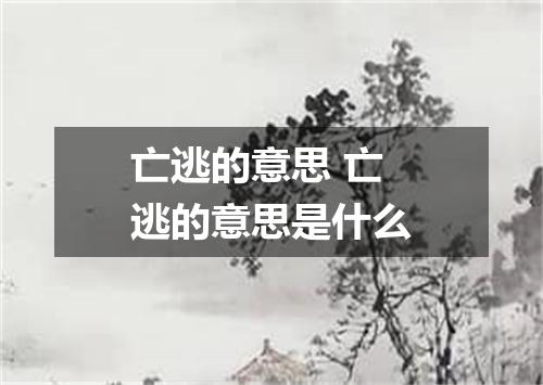 亡逃的意思 亡逃的意思是什么