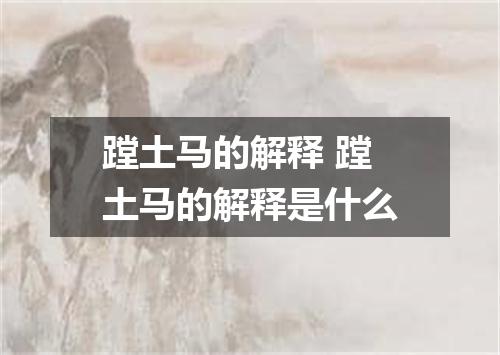 蹚土马的解释 蹚土马的解释是什么