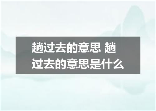 趟过去的意思 趟过去的意思是什么