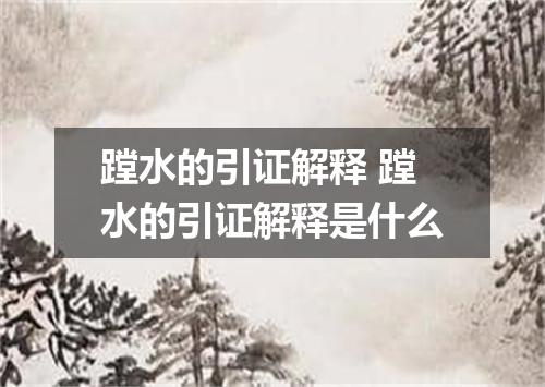 蹚水的引证解释 蹚水的引证解释是什么