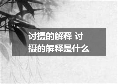 讨摄的解释 讨摄的解释是什么