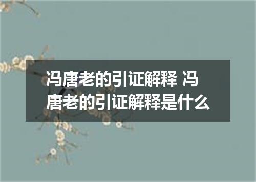 冯唐老的引证解释 冯唐老的引证解释是什么