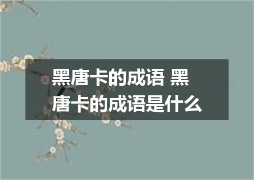 黑唐卡的成语 黑唐卡的成语是什么