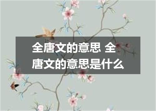 全唐文的意思 全唐文的意思是什么
