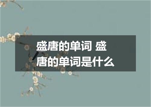 盛唐的单词 盛唐的单词是什么