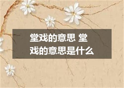 堂戏的意思 堂戏的意思是什么