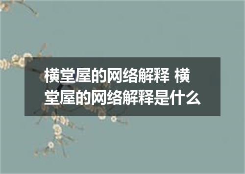 横堂屋的网络解释 横堂屋的网络解释是什么
