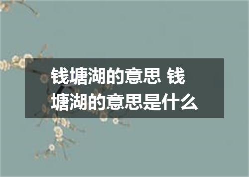 钱塘湖的意思 钱塘湖的意思是什么
