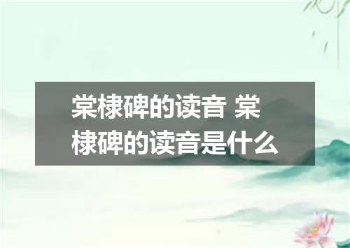 棠棣碑的读音 棠棣碑的读音是什么