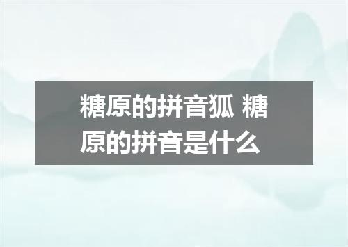 糖原的拼音狐 糖原的拼音是什么