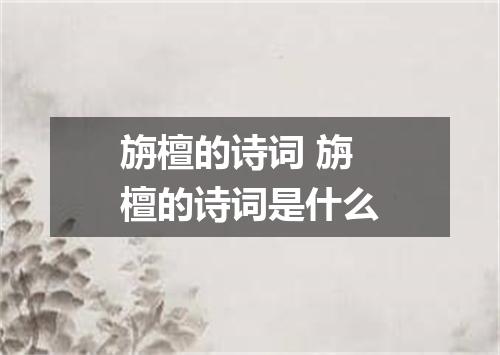 旃檀的诗词 旃檀的诗词是什么