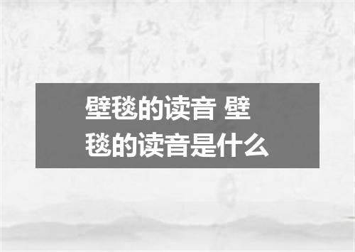 壁毯的读音 壁毯的读音是什么