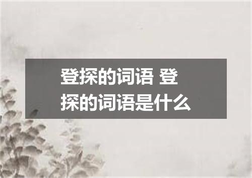 登探的词语 登探的词语是什么