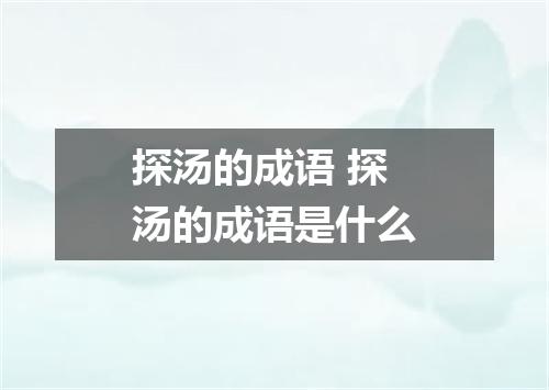 探汤的成语 探汤的成语是什么