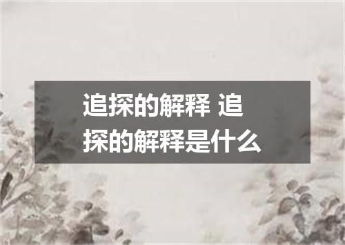 追探的解释 追探的解释是什么