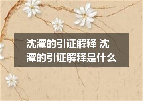 沈潭的引证解释 沈潭的引证解释是什么