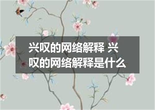 兴叹的网络解释 兴叹的网络解释是什么