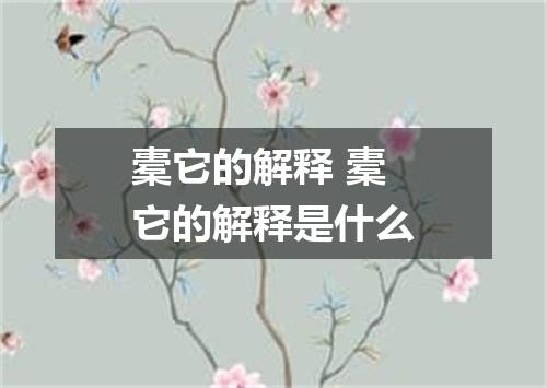 橐它的解释 橐它的解释是什么