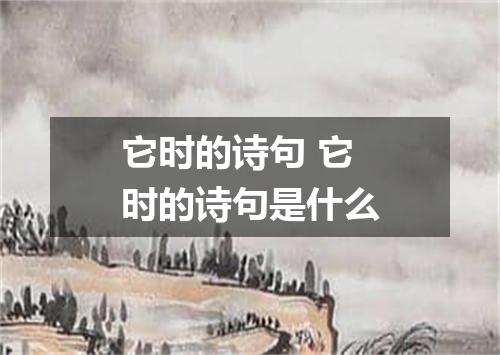 它时的诗句 它时的诗句是什么