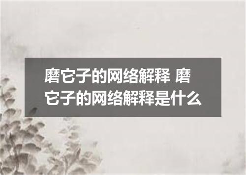 磨它子的网络解释 磨它子的网络解释是什么