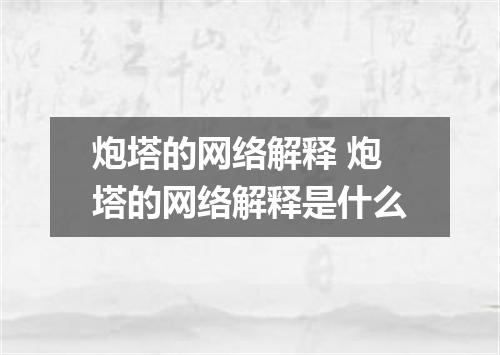 炮塔的网络解释 炮塔的网络解释是什么