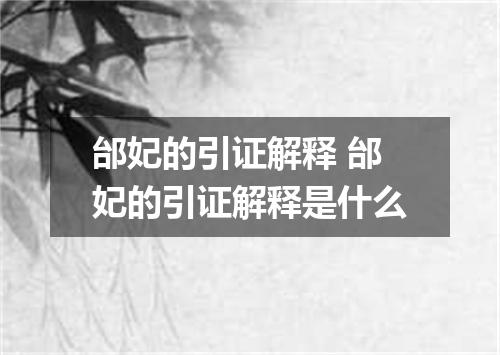 邰妃的引证解释 邰妃的引证解释是什么