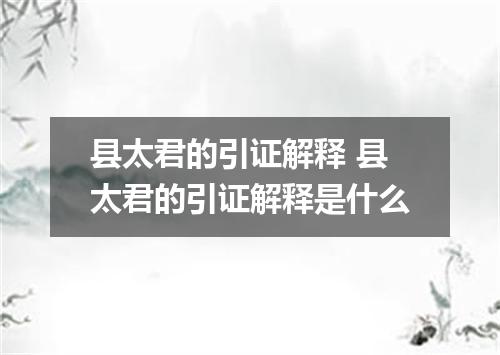 县太君的引证解释 县太君的引证解释是什么