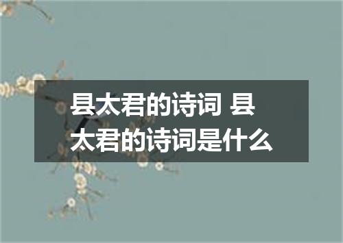 县太君的诗词 县太君的诗词是什么