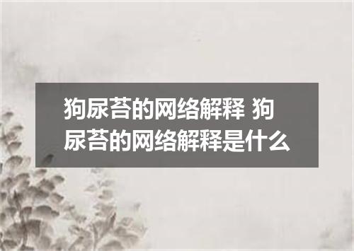 狗尿苔的网络解释 狗尿苔的网络解释是什么