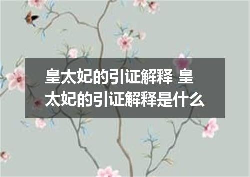 皇太妃的引证解释 皇太妃的引证解释是什么