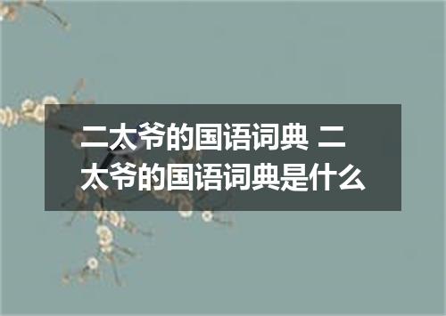 二太爷的国语词典 二太爷的国语词典是什么