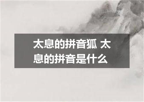 太息的拼音狐 太息的拼音是什么