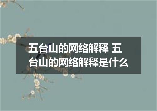 五台山的网络解释 五台山的网络解释是什么