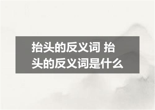 抬头的反义词 抬头的反义词是什么