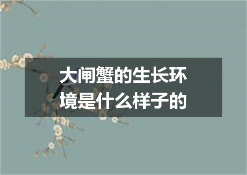 大闸蟹的生长环境是什么样子的