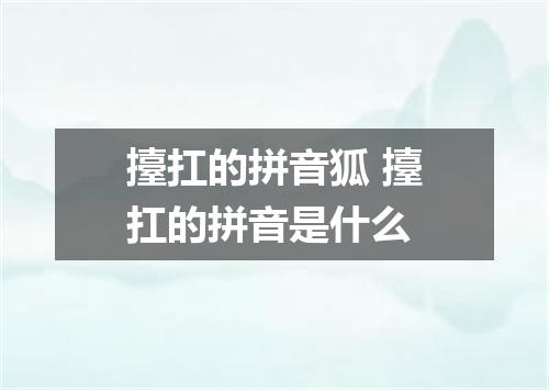 擡扛的拼音狐 擡扛的拼音是什么