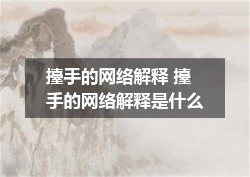 擡手的网络解释 擡手的网络解释是什么