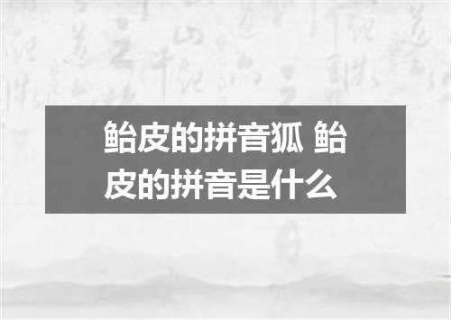 鲐皮的拼音狐 鲐皮的拼音是什么