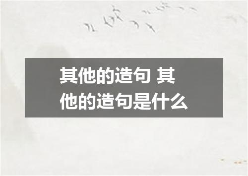 其他的造句 其他的造句是什么