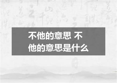 不他的意思 不他的意思是什么