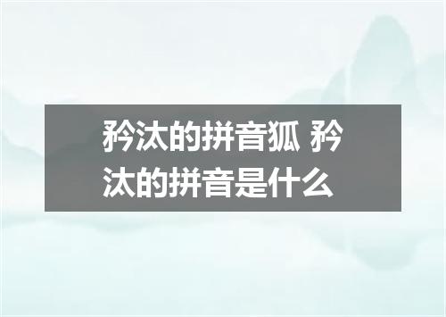 矜汰的拼音狐 矜汰的拼音是什么