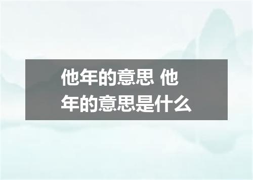他年的意思 他年的意思是什么