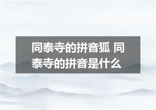 同泰寺的拼音狐 同泰寺的拼音是什么