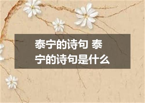 泰宁的诗句 泰宁的诗句是什么